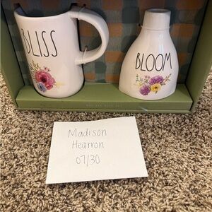 Rae Dunn Bliss and Bloom Floral Set - White with Floral Accents